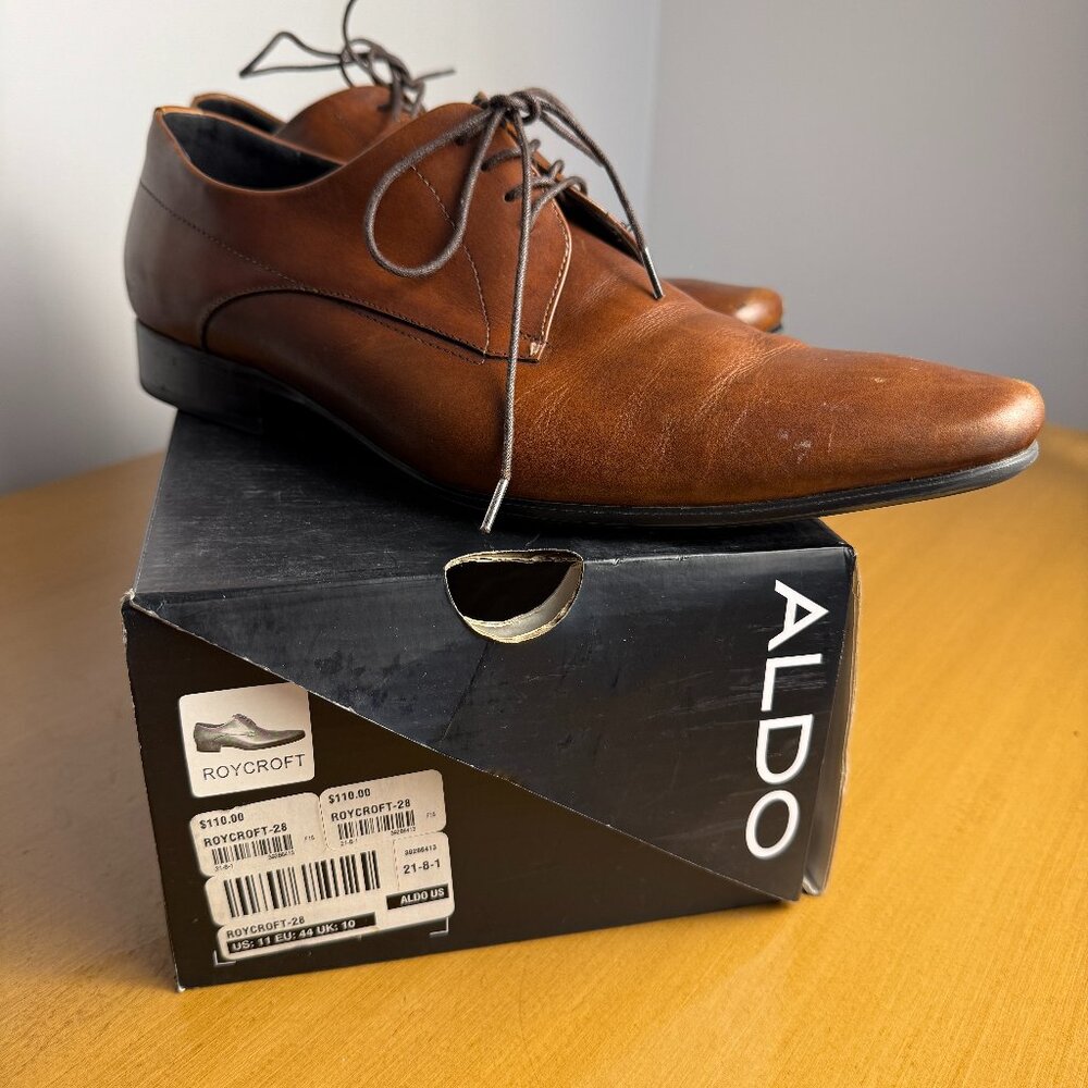 ALDO Roycroft Brown Leather Dress Shoes Men’s Size 11 Oxford Lace-Up